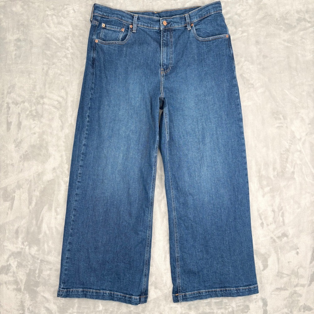Gap Jeans Womens 33 16S (Fits 35x29.5) Blue High Stride Wide Leg Casual Retro